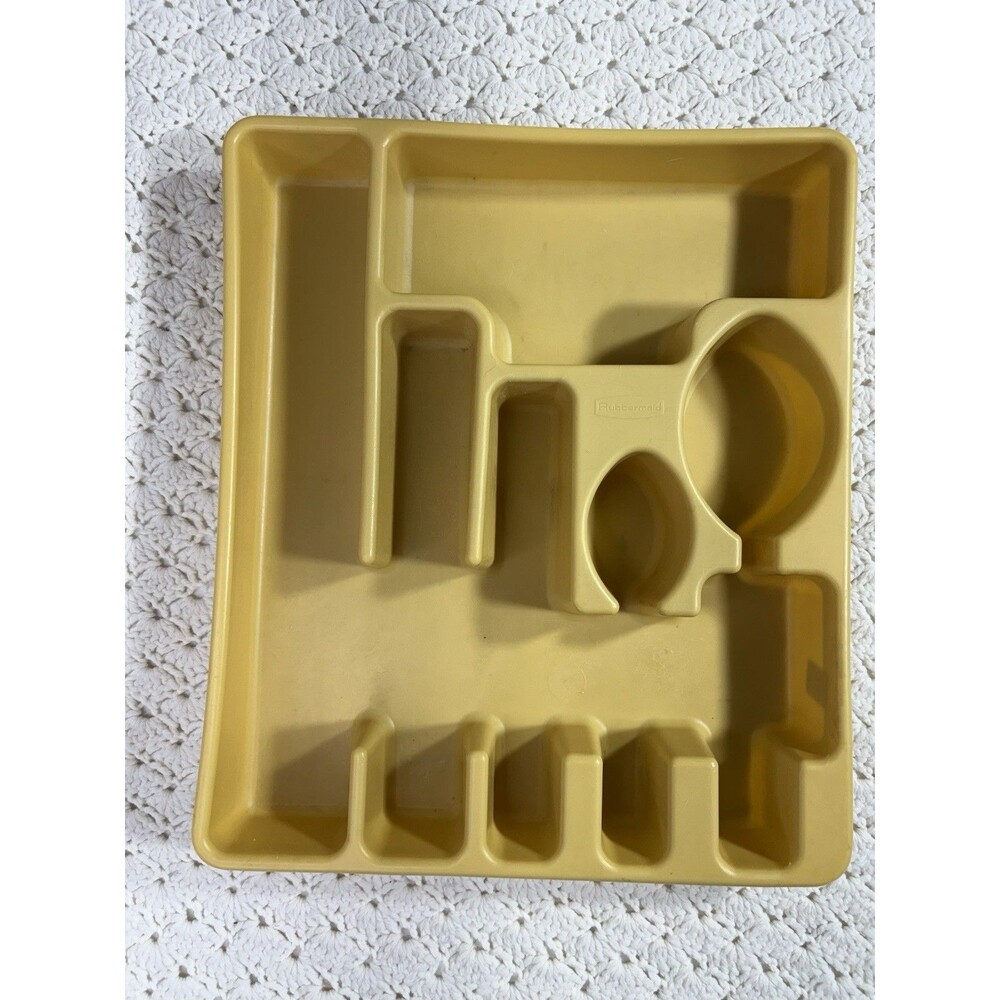 VTG Rubbermaid #2922 Harvest Gold Silverware Tray Utensil Drawer Organizer